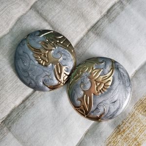 Intricate Gold Silver Circular Earrings